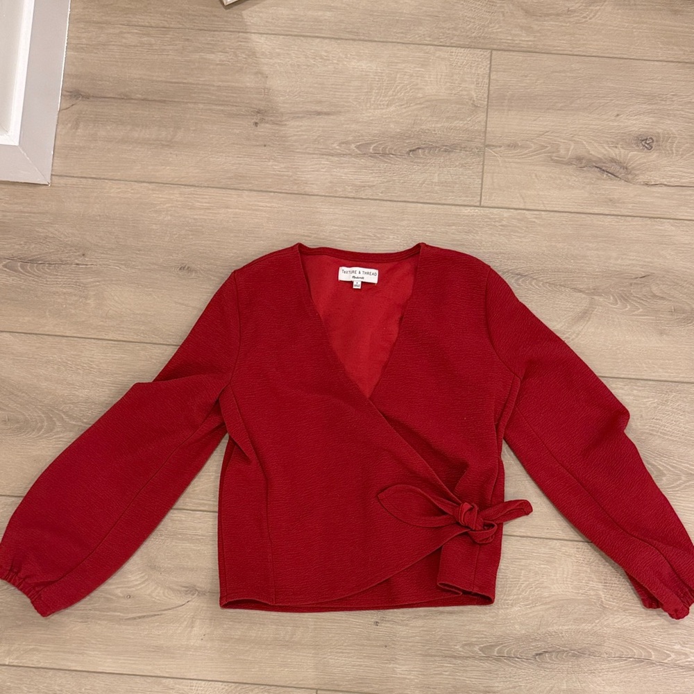 Madewell Red Wrap Top